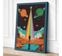 Figure Under Cosmic Light Canvas Wall Art Print 18x12 Inch