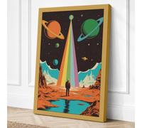 Figure Under Cosmic Light Canvas Wall Art Print 24x16 Inch
