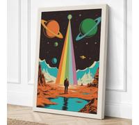 Figure Under Cosmic Light Canvas Wall Art Print 30x20 Inch