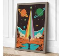 Figure Under Cosmic Light Canvas Wall Art Print 36x24 Inch