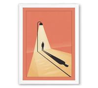 Figure Under Lamplight Modern Framed Wall Art Print A2 (59.4×42cm) White, Wall Decor for Living Room, Bedroom, Office & Home, Ready to Hang, Art Gift