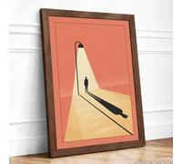Figure Under Lamplight Modern Framed Wall Art Print A3 (42×29.7cm) Walnut, Wall Decor for Living Room, Bedroom, Office & Home, Ready to Hang, Art Gift