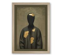 Figure with Eagle Spirit Contemporary Framed Wall Art Print A1 (84.1×59.4cm) Oak, Wall Decor for Living Room, Bedroom, Office & Home, Ready to Hang, Art Gift