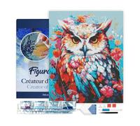 Figured’Art Diamond Painting Art kit for Adults 40x50cm with Frame Full Square Drill 5D Colourful Owl in Bloom Complete DIY - Already Framed Canvas