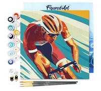 Figured'Art Mini Paint by Numbers Kit for Adults with Frame Sport Poster Cycling Small Format 20x20cm - Craft Art Painting DIY Canvas Already Stretched on a Wooden Frame