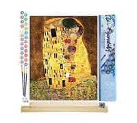 Figured'Art Paint by Numbers for Adults The Kiss 40x50cm - Craft Art Painting Rolled Canvas with DIY Wooden Frame