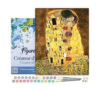 Figured'Art Paint by Numbers for Adults with Frame The Kiss 40x50cm - Craft Art Painting DIY Kit Canvas Already Stretched on a Wooden Frame