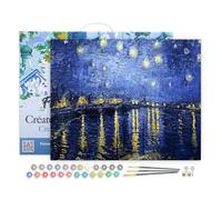 Figured'Art Paint by Numbers for Adults with Frame Van Gogh Starry Night Over the Rhone 40x50cm - Craft Art Painting DIY Kit Canvas Already Stretched on a Wooden Frame