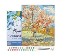 Figured'Art Paint by Numbers for Adults with Frame Van Gogh The Pink Peach Tree 40x50cm - Craft Art Painting DIY Kit Canvas Already Stretched on a Wooden Frame