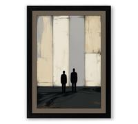 Figures Before Stone Minimalist Framed Wall Art Print A1 (84.1×59.4cm) Black, Wall Decor for Living Room, Bedroom, Office & Home, Ready to Hang, Art Gift