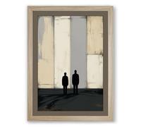 Figures Before Stone Minimalist Framed Wall Art Print A2 (59.4×42cm) Oak, Wall Decor for Living Room, Bedroom, Office & Home, Ready to Hang, Art Gift