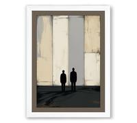 Figures Before Stone Minimalist Framed Wall Art Print A2 (59.4×42cm) White, Wall Decor for Living Room, Bedroom, Office & Home, Ready to Hang, Art Gift