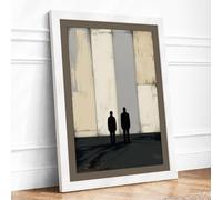 Figures Before Stone Minimalist Framed Wall Art Print A3 (42×29.7cm) White, Wall Decor for Living Room, Bedroom, Office & Home, Ready to Hang, Art Gift