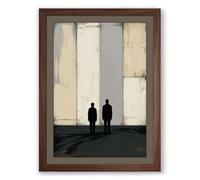 Figures Before Stone Minimalist Framed Wall Art Print A4 (29.7×21cm) Walnut, Wall Decor for Living Room, Bedroom, Office & Home, Ready to Hang, Art Gift