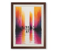 Figures Between Monoliths Modern Framed Wall Art Print A2 (59.4×42cm) Walnut, Wall Decor for Living Room, Bedroom, Office & Home, Ready to Hang, Art Gift