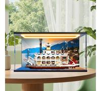 Figures Display Box for LE-GO 21356 for Canal Steamerrs Acrylic Storage Box Dustproof Transparent Box Custom Display Case Storage Box (No Model) (background+top light box)