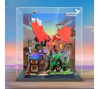 Figures Display Box for LE-GO for 21348 for Dungeons & Dr-agons Red Dr-agon's Tale Acrylic Dustproof Transparent Custom Display Case (No Model) (background B)