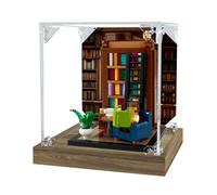 Figures Display Box for LE-GO for 40698 Books Are My Passio-n Promo Acrylic Dustproof Transparent Custom Display Case (No Model) (background+wood)