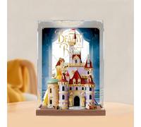 Figures Display Box for LE-GO for 43263 Bea-uty and the Beasst Acrylic Storage Box Dustproof Transparent Box Custom Display Case Storage Box (No Model) (wood+background)
