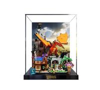 Figures Display Box for LEGO 21348 for Dungeons & Dr-agons: Red Dr-agon's Tale Acrylic Dustproof Transparent Custom Display Case (No Model) (boutique base+backgroundE)
