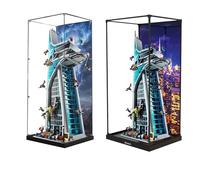 Figures Display Box for LEGO 76269 for Ma-rvel Ave-ngers Tower Acrylic Dustproof Transparent Custom Display Case (No Model) (background B)