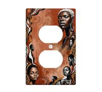 Figures Duplex Outlet Covers Wall Plate, Contemporary Artistic Swirls Circles None Terracotta Plastic Standard Size Face Plates for Electrical Outlets for Home Living Room Bedroom Bathroom Decor