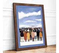 Figures Facing Landscape Modern Framed Wall Art Print A2 (59.4×42cm) Walnut, Wall Decor for Living Room, Bedroom, Office & Home, Ready to Hang, Art Gift