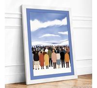 Figures Facing Landscape Modern Framed Wall Art Print A2 (59.4×42cm) White, Wall Decor for Living Room, Bedroom, Office & Home, Ready to Hang, Art Gift