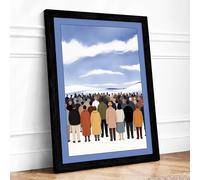 Figures Facing Landscape Modern Framed Wall Art Print A3 (42×29.7cm) Black, Wall Decor for Living Room, Bedroom, Office & Home, Ready to Hang, Art Gift