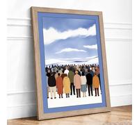 Figures Facing Landscape Modern Framed Wall Art Print A3 (42×29.7cm) Oak, Wall Decor for Living Room, Bedroom, Office & Home, Ready to Hang, Art Gift