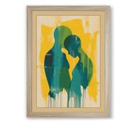 Figures in Conversation Modern Framed Wall Art Print A1 (84.1×59.4cm) Oak, Wall Decor for Living Room, Bedroom, Office & Home, Ready to Hang, Art Gift