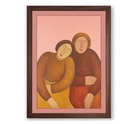 Figures in Conversation Modern Framed Wall Art Print A2 (59.4×42cm) Walnut, Wall Decor for Living Room, Bedroom, Office & Home, Ready to Hang, Art Gift