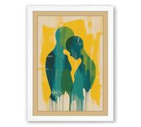 Figures in Conversation Modern Framed Wall Art Print A2 (59.4×42cm) White, Wall Decor for Living Room, Bedroom, Office & Home, Ready to Hang, Art Gift
