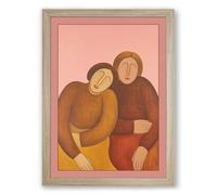 Figures in Conversation Modern Framed Wall Art Print A4 (29.7×21cm) Oak, Wall Decor for Living Room, Bedroom, Office & Home, Ready to Hang, Art Gift