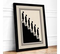 Figures in Descent Vintage Framed Wall Art Print A4 (29.7×21cm) Black, Wall Decor for Living Room, Bedroom, Office & Home, Ready to Hang, Art Gift