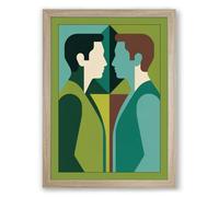 Figures in Dialogue Modern Framed Wall Art Print A2 (59.4×42cm) Oak, Wall Decor for Living Room, Bedroom, Office & Home, Ready to Hang, Art Gift