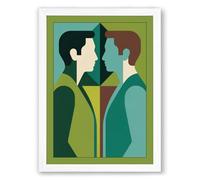 Figures in Dialogue Modern Framed Wall Art Print A3 (42×29.7cm) White, Wall Decor for Living Room, Bedroom, Office & Home, Ready to Hang, Art Gift
