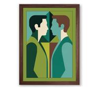 Figures in Dialogue Modern Framed Wall Art Print A4 (29.7×21cm) Walnut, Wall Decor for Living Room, Bedroom, Office & Home, Ready to Hang, Art Gift
