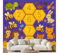 Figures Letters Learning Self Adhesive Wallpaper Cute Bee Cat Photo Wallpaper 350x256 cm Animal Paw Wall Mural for Bedroom Living Room Removable Poster xE73f