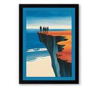 Figures on the Edge Coastal Framed Wall Art Print A1 (84.1×59.4cm) Black, Wall Decor for Living Room, Bedroom, Office & Home, Ready to Hang, Art Gift