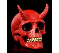 Figures Shop GmbH Gothic Devil Skull with Horns - Red Demon | Fantasy Skull, Hand-Painted, Height 9 cm