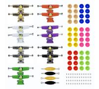 FIGURESLAB 156Pcs 96mm Wooden Fingerboard Repair Tool Case, Multicolor 14pcs 30mm Trucks & 48pcs Wheels & 60pcs Screws & 30pcs Nuts & 4pcs Spanner, Finger Skateboard Accessories Repair Replace Parts