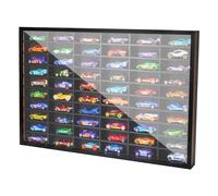 FIGURESLAB Model Car Collector Display Case 1:64 Scale Diecast Matchbox Wheels 60 X Car Display with Black Dustproof Wood Frame 16.2 x 24.2 x 2 Inch