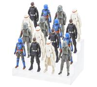 FIGURESLAB Star Was Black Series 6inch Figure Risers Stand Display, Action Figure Shelf with Flexible Pegs Collectibles Organizer, Figure Toy Support Holder Base 1/12 Scale, 4 Tiers, Clear