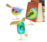 Figurine di uccelli Decorazioni per la casa,Statua di uccelli,Set di 3 decorazioni colorate per uccelli in vetro e Metallo, per esterni - Ornamenti da giardino Arte da Giardino, Figurina di Animal