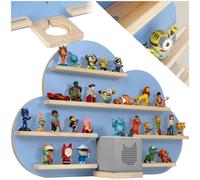 Tectake Wall Shelf 'cloud' - Child-Friendly Cloud Design, Fits 28 Figurines, Magnetic Strips, With Integrated Cable Management - Blue