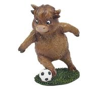 Figurine Highland Cow Football Animal Ornament Rustic Home Decoration Display