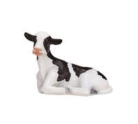 Figurine Holstein Calf Lying Down Black White Resin 6x6x3.5cm Farm Animal Pocket