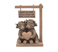 Figurine Ornament Hughie Highland Cows Couple Animal Lovers Paper Weight Decor