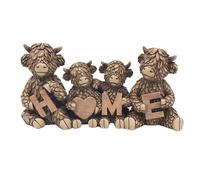 Figurine Ornament Hughie Highland Cows Family Home Animal Paper Weight Decor
